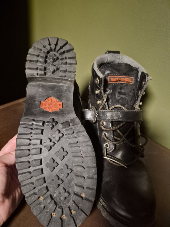 VTG 90\'s Harley Davidson Men\'s Sz 11 Motorcycle Black Leather Boys 91026